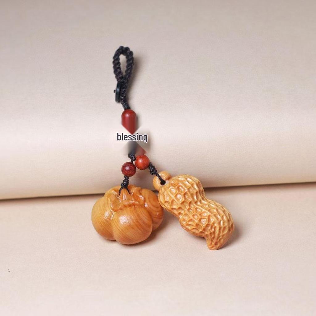 Peanut Persimmon Ruyi Keychain Set: Original Design, Safe, Good Luck Charm Ornament