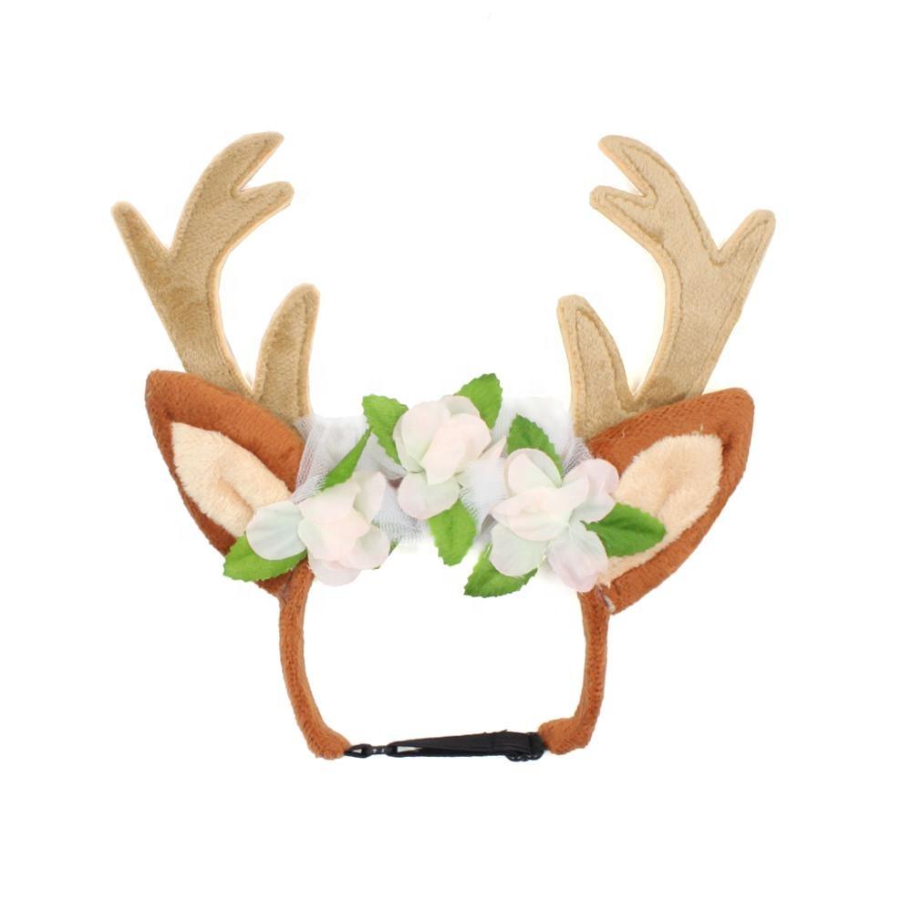 Christmas Pet Antler Headwear Dog Festival Deer Antler Headband for Cat New Design Party Decoration for Pet Dog Cosplay Costume