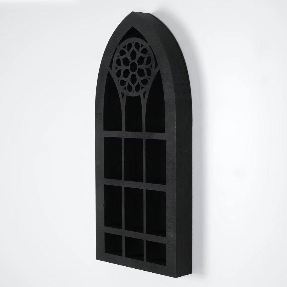 Black Finish Wall Mounted Floating Shelves Gothic Design Crystal Wall Shelf  Living Room