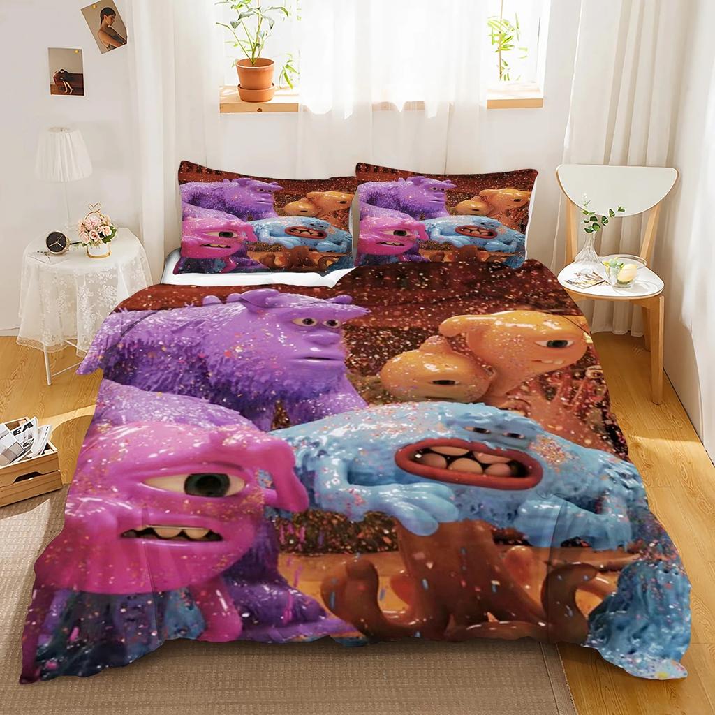 Monster University Bettbezug Kissenbezug Monster AG Bettwäscheset Erwachsener Junge Mädchen Schlafzimmer Dekoration Kindergeschenk