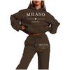 MILANO Plus Size Trendy Fleece Sweatshirt Set with Letter Print for Women