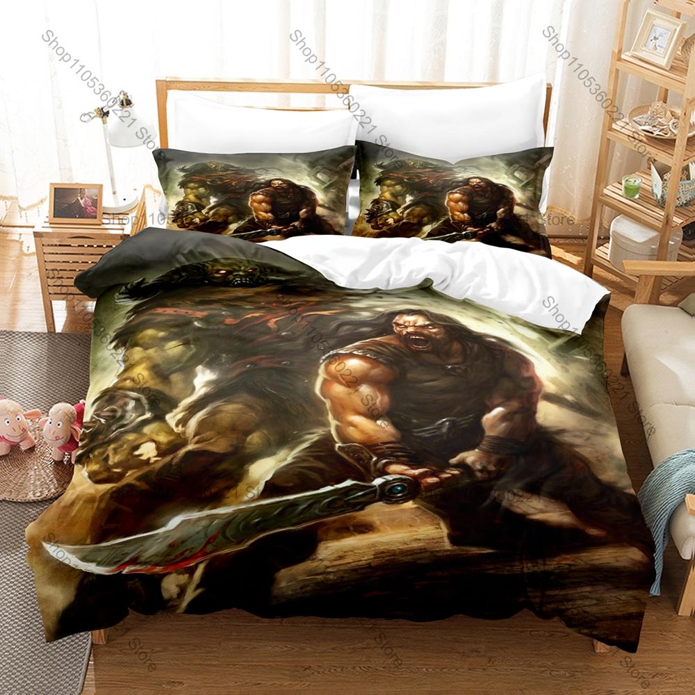 Cool Icon Garshasp Warrior Graphic Monster Slayer Gaming Bedroom Decor Bedding Duvet Cover + 2 Pillowcases Old PC Game Fan Room