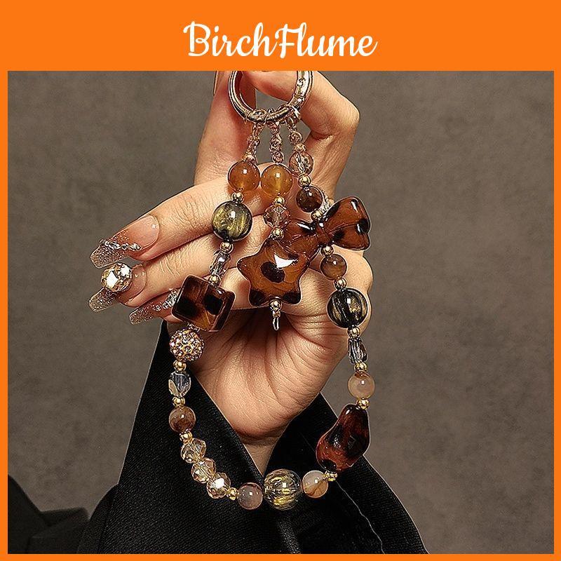 Fashion Vintage Leopard Print Beaded Phone Lanyard With Crystal Waterfall For Women And Men