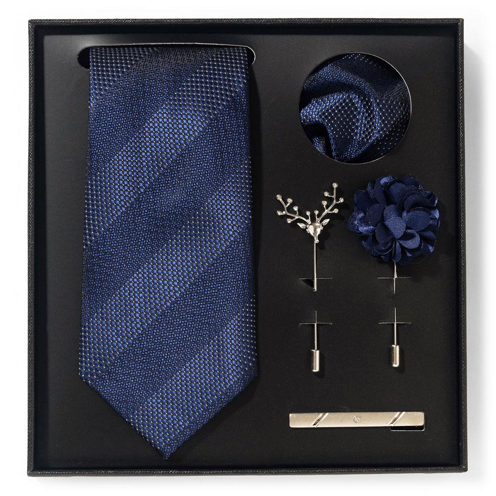 Tie Men'S Net Color Striped Cashew Flower Men'S Tie High Sense 6-Piece Gift Box Men'S Suit Accessories