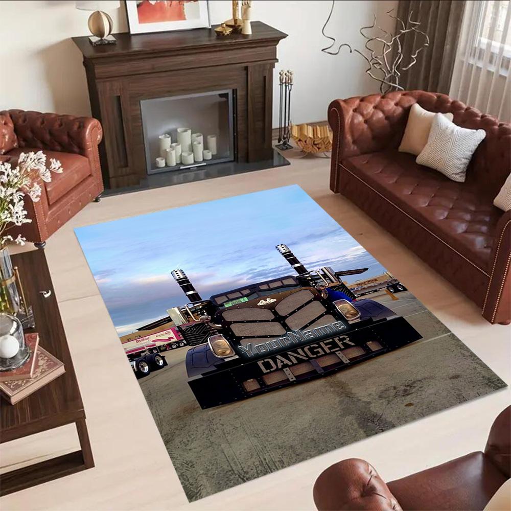 Kw Heavy Trucks Customize Your Name Area Rug Suitable for Foyer Kitchen Balcony Playrooms Antislip Carpet Office Home Decor Spiritual Gift