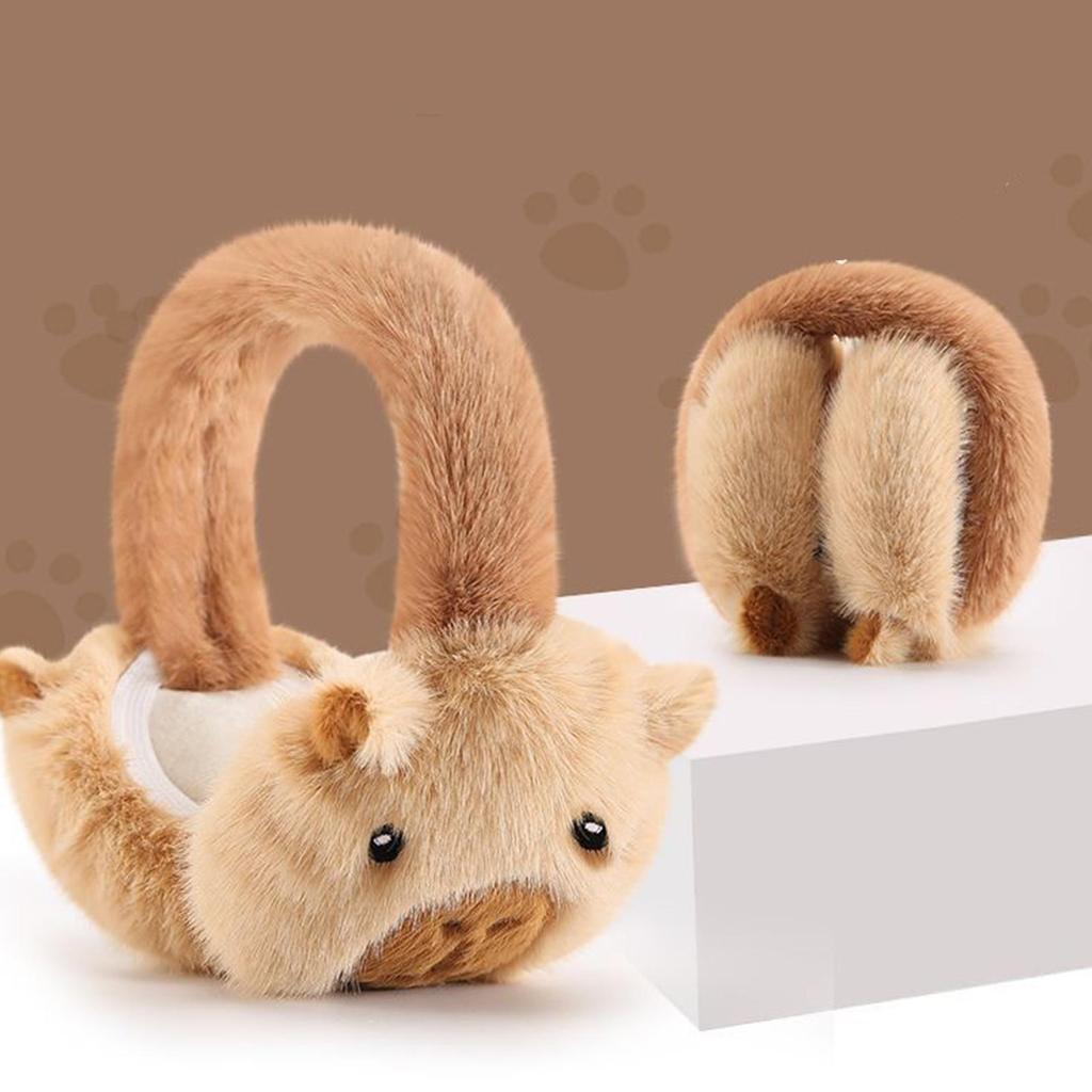 Winter Cute Capybara Earmuffs Cartoon Capybara Folding Plush Earmuffs For Cold Protection outdoor Warm Women Ear Cover Earplugs