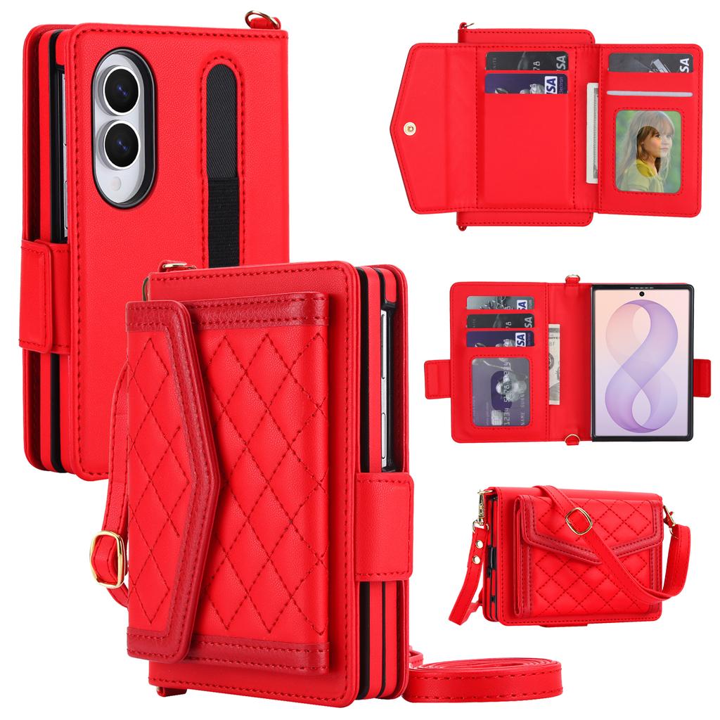 Crossbody Multi-Kartensteckplatz Geldbörse Klapp-Lederhülle für Samsung Galaxy Z Fold8 Fold 8 Breite Stifthalterungen Stoßfest Ständer RFID-Abdeckung