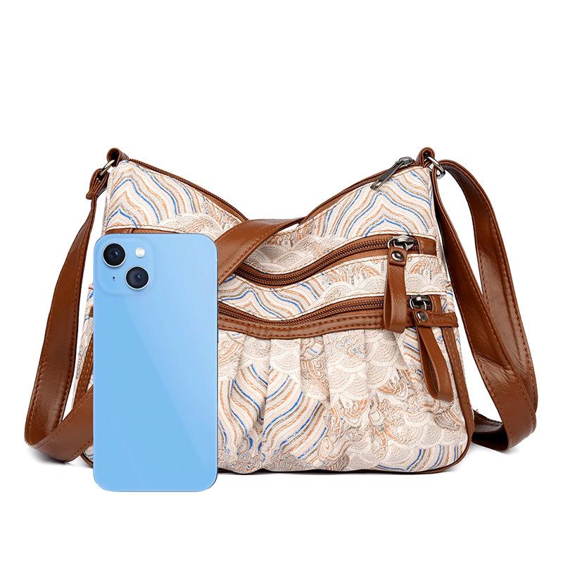 Crossbody bag retro fashion splicing simple shoulder bag