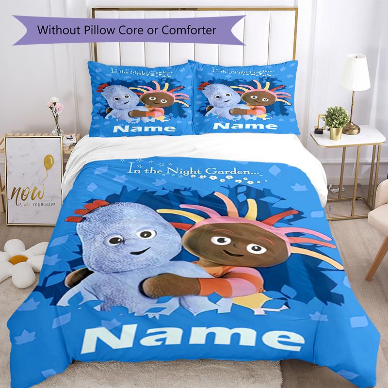 3pcs Custom Name In the Night Garden Bedding Set Duvet Cover Closure Includes 1 Duvet Cover & 2 Pillowcases, Soft and Comfortable for All Seasons.