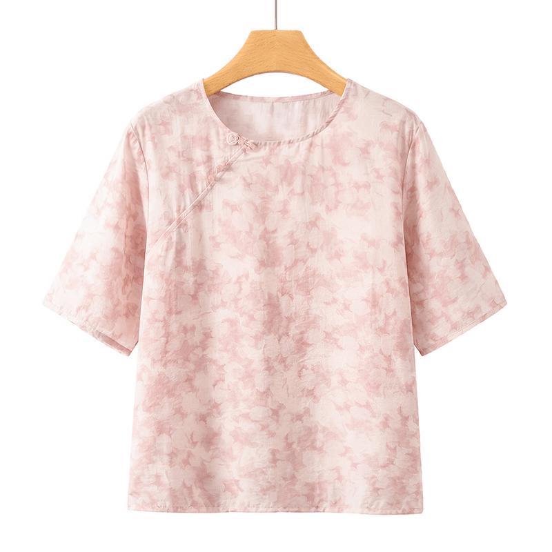 Yuzhaolin Women s New Chinese Style Print T-Shirt 4XL