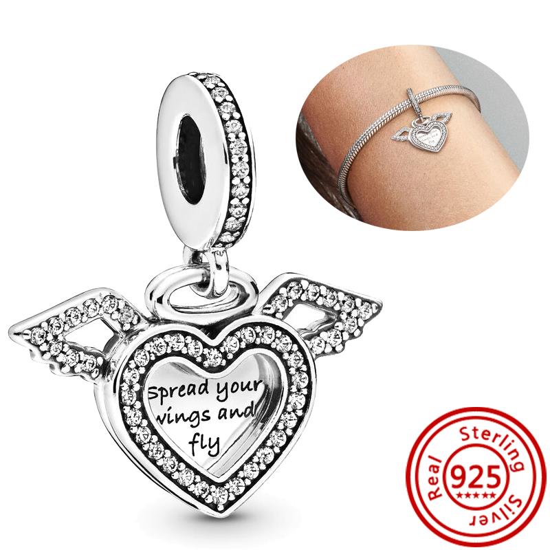 100% 925 Sterling copper Demon Skull Pumpkin Cross Angel Wings Heart Beads Fit Original Pantaro Charms Bracelet DIY Zircon Gift