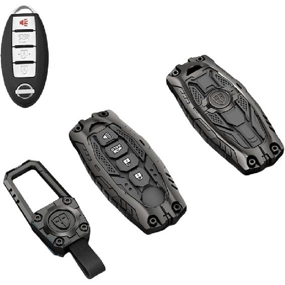 Heavy Zinc Alloy Key Fob Cover, Keychain, Key Case, Accessories Compatible With Nissan (Model-A 4 Buttons)