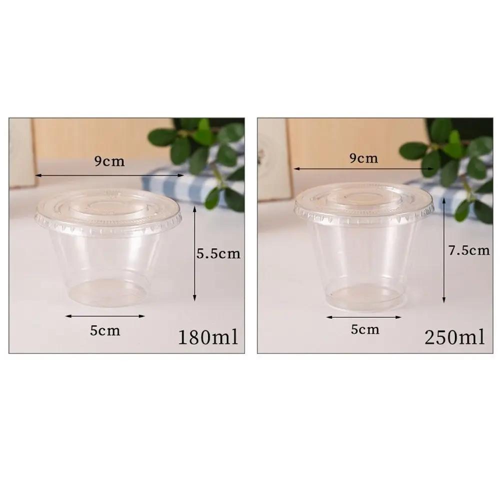 10Pcs/set Plastic Yogurt Parfait Cups with Lids and Spoons Clear Dessert Cups 180/250ml Storage Containers Kitchen Accessories