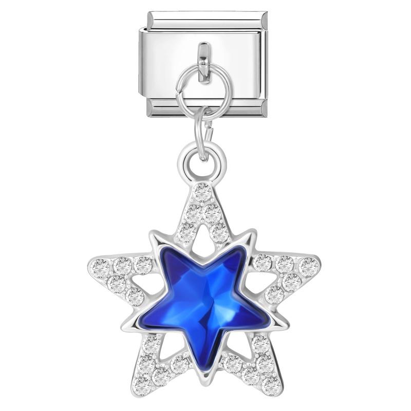 Women Fashion Zircon Star Butterfly Golden Heart Tassel Chain Italian Charms Fit 9mm Stainless Steel Bracelet DIY Jewelry Gift