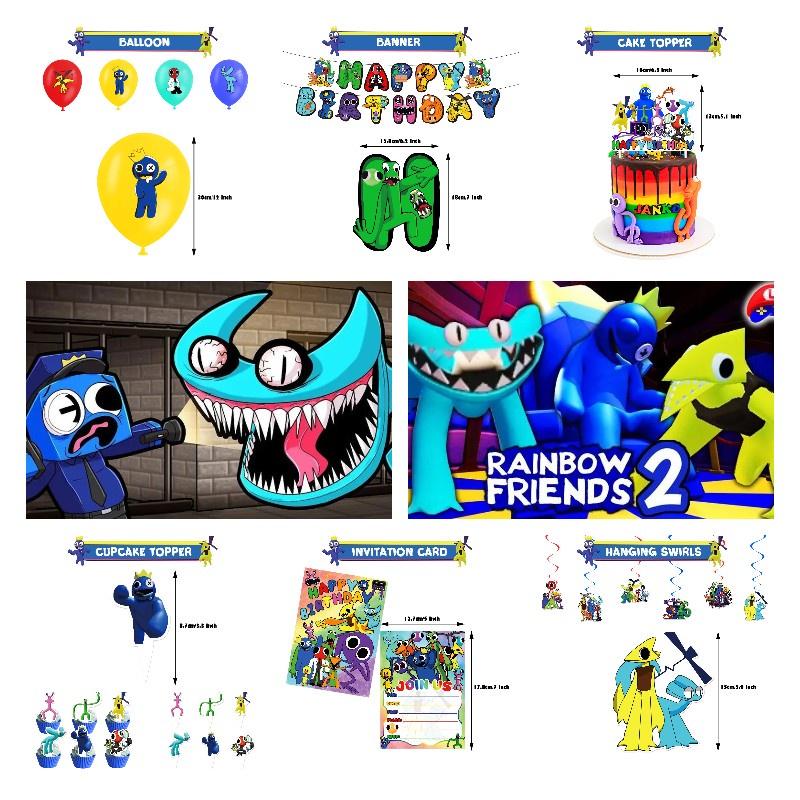 Rainbow Friend 2 Birthday Party Set Decorate With Vibrant Rainbow Theme Includes Cake Topper, Balloons, And More!