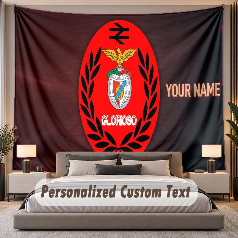 Tapisserie Murale Personnalisée avec Nom et Texte Benfica FC en Polyester pour Chambre à Coucher et Pièce