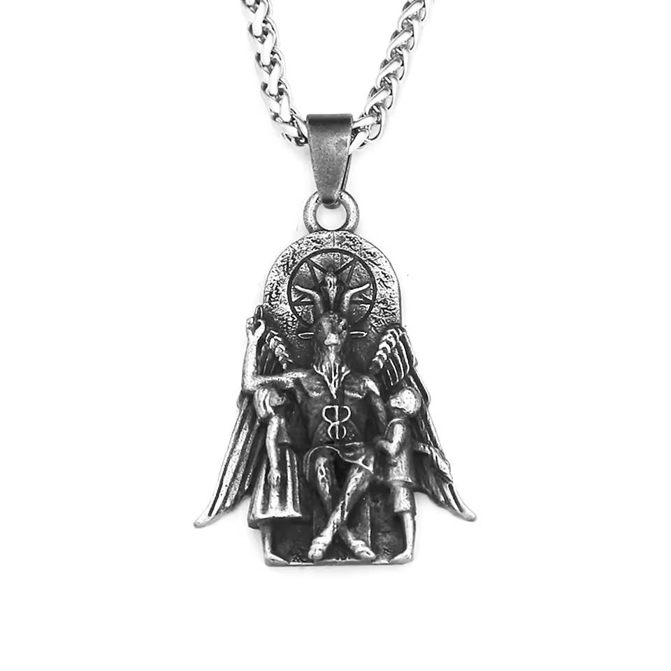 Colar Corrente Pingente Baphomet Bode Satã Vintage Retrô Unissex Homens Mulheres Moda Gótico Amuleto Talismã Joia Presente de Festa