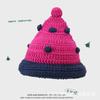 Creative and cute Christmas wool hat female autumn and winter funny cartoon handmade warm ear protection hat pullover hat tide