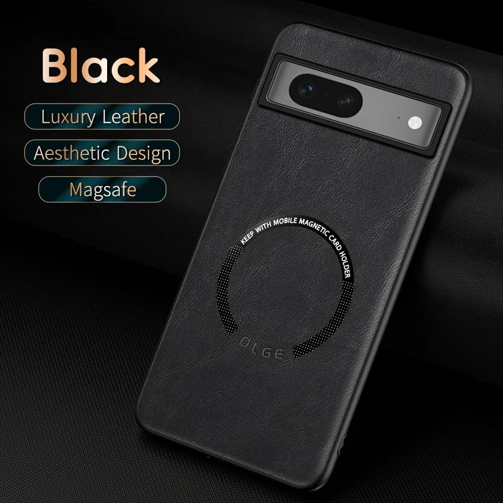 

Для Google Pixel 7A 7 7 Pro Кожа PU с коровьим узором с мелкими отверстиями Внешнее магнитное кольцо Мягкий край Противоударный Чехол для телефона с защитой от отпечатков пальцев For Pixel 7 Pro чёрный