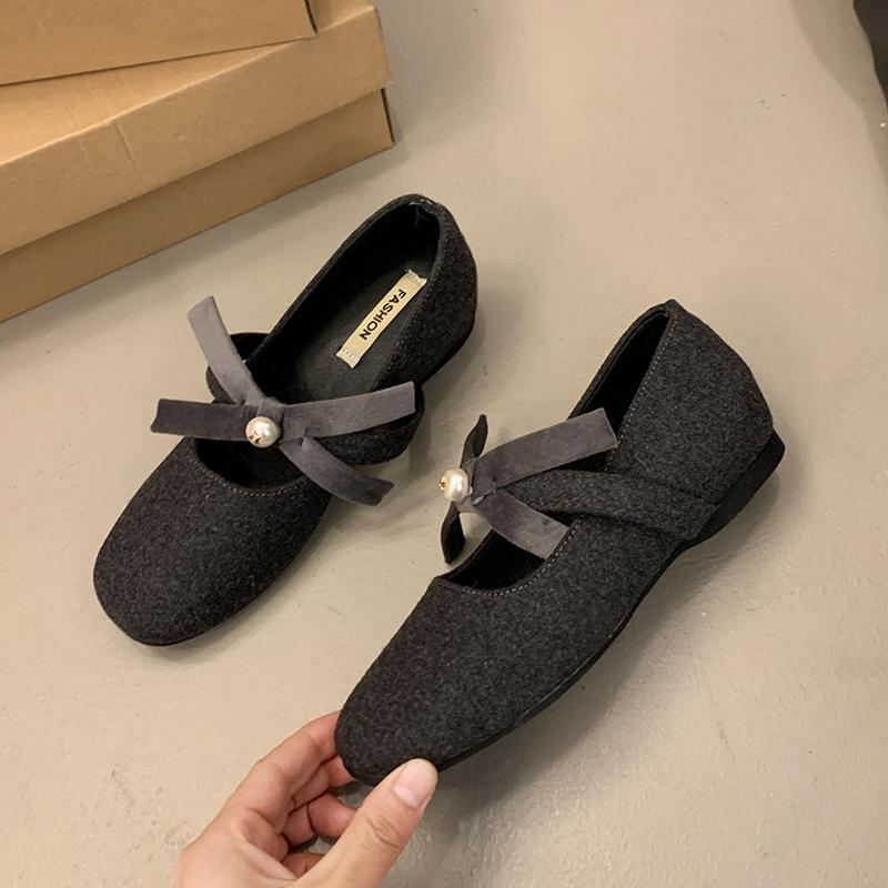 Fashion French Grey New Heightened Bow Shoes for Women