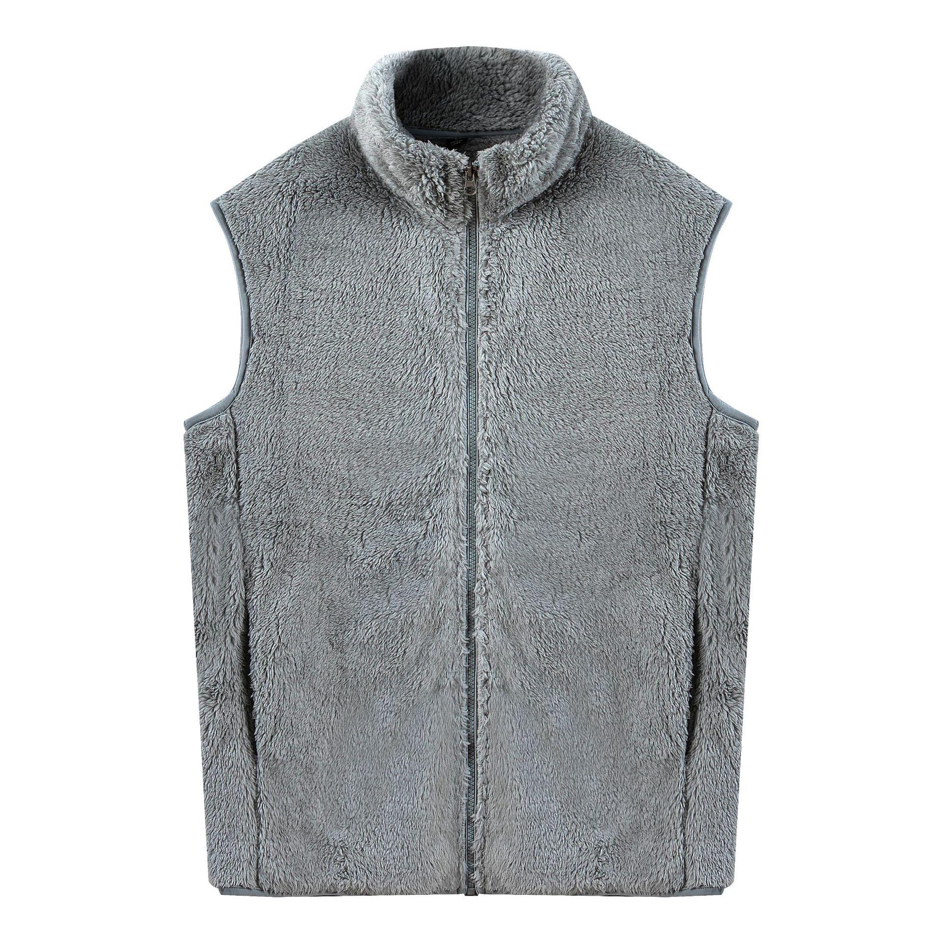 

Men s Thick Fleece Vest Cardigan with Embroidered Logo M