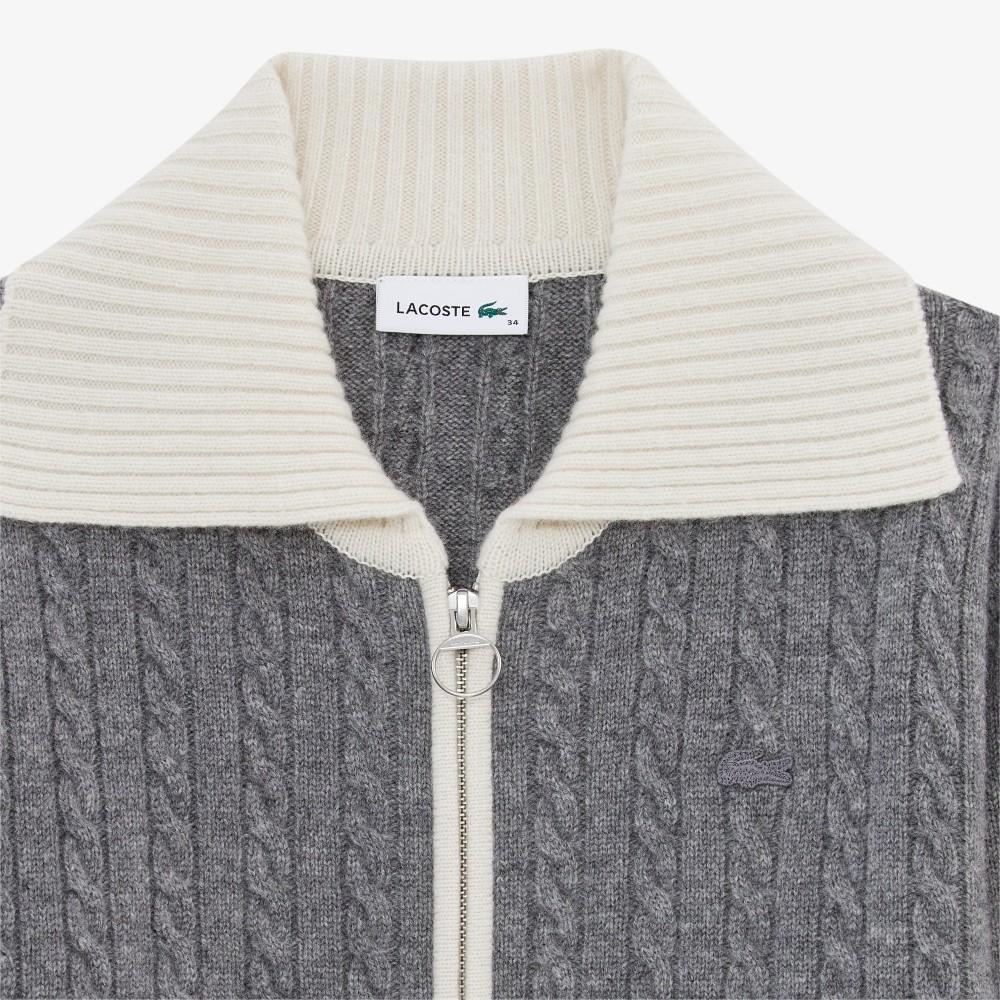 Lacoste Women's Cable Zip-Up Cardigan AF420E-55NHDE