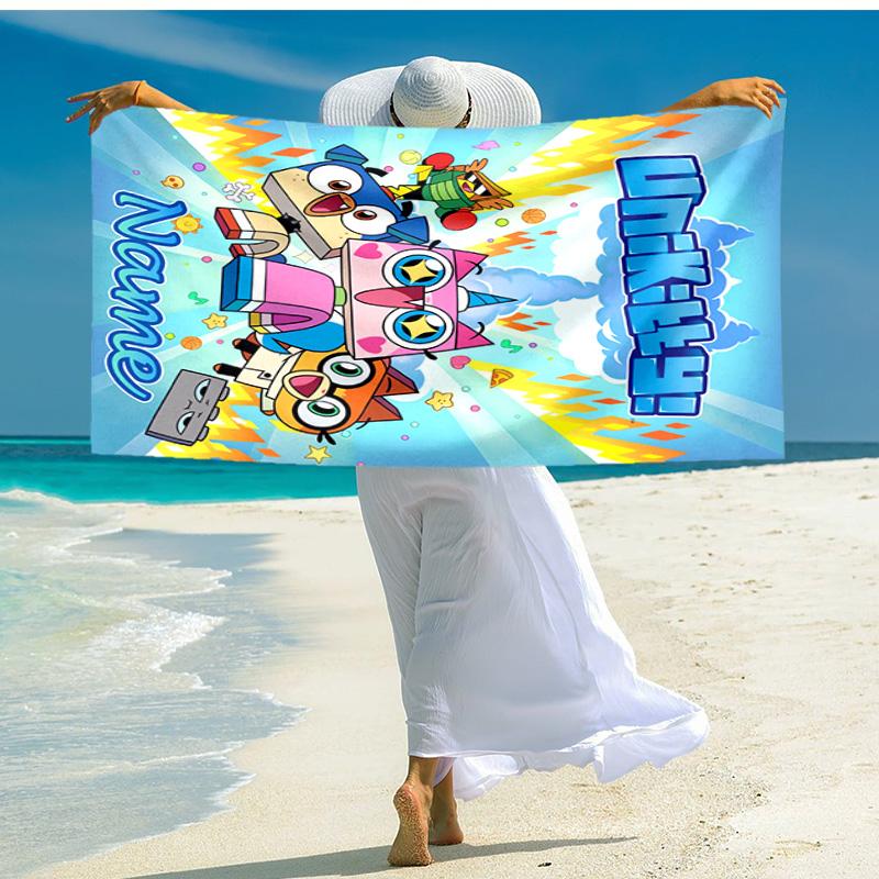 Personalized customized proof beach towel with UniKitty pattern - soft, absorbent,quick-drying,perfect swimming,camping&bathing