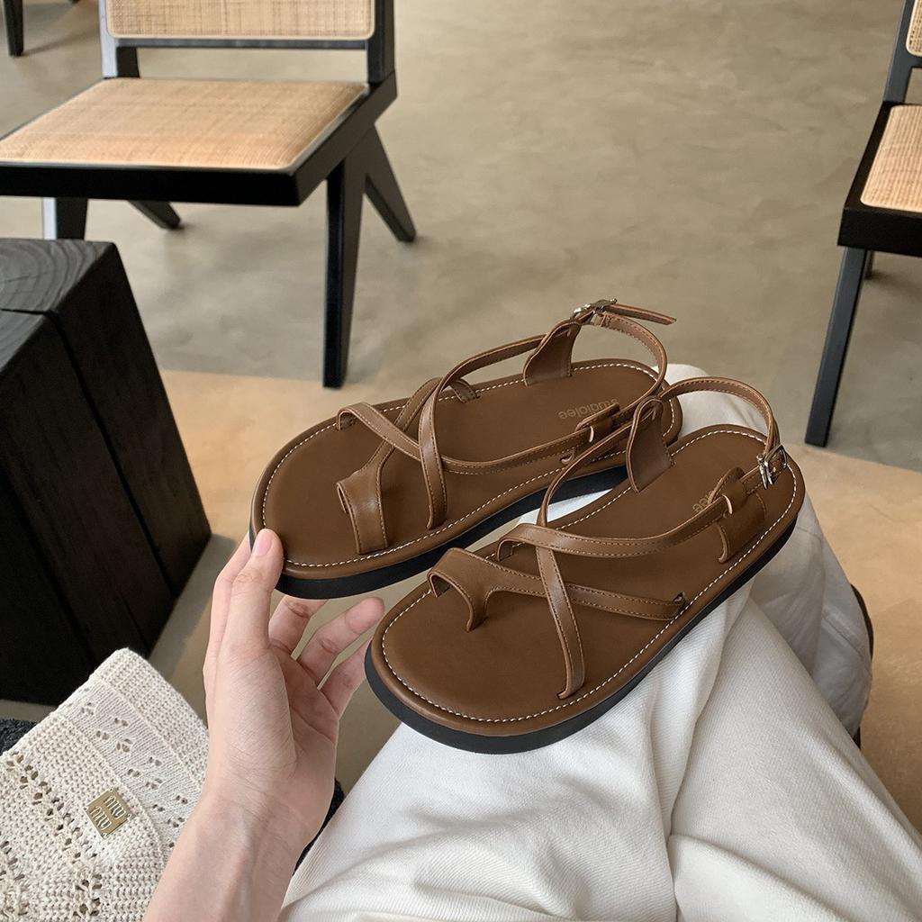 Roman Holiday~ Summer 2025 New Vintage Crossstrap Set Toe Platform Beach Casual Roman Sandals Women