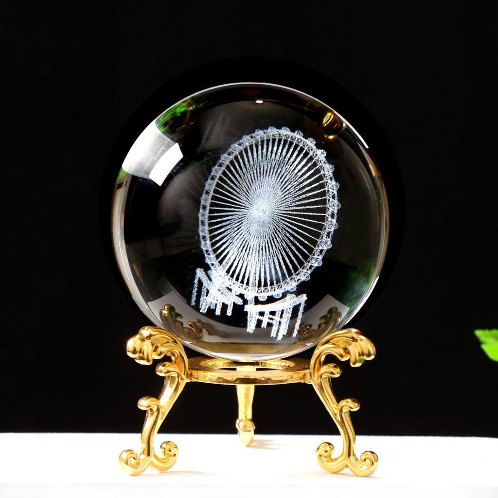 3D Laser-Engraved Crystal Ball: Galaxy Rose & Little Prince Gift