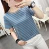 Women Plus Size Striped Cotton Short Sleeve T-Shirt Summer Loose O-Neck Casual Basic Tee Tops