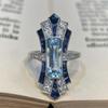 New jewelry, sapphire, classic court zircon, unisex fashion ring.