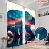 2pcs   plane printing Minimalist Curtains black bear Durable 100% Polyester Fabric (without rod) Decorations Inside Perfect for