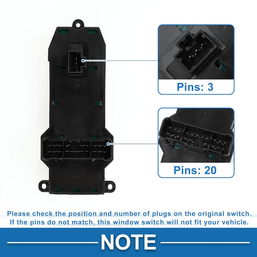 Car Power Window Switch No.35750SELP11 Front Left Driver Side Window Control Switch for Honda Fit 2007-2008 Black