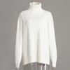 Women's High Neck Sweater Autumn and Winter Casual Open Loose Solid Color Knitted Sweater