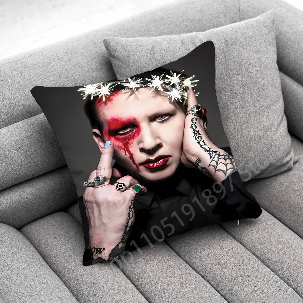 M-Marilyn M-Manson Antichrist Superstar Povlak na polštář Pro 50x50cm 30x30cm 45x45cm 40x40cm Čtvercový povlak na polštář