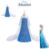 Kinder Eiskönigin Elsa Cosplay Kostüm Pailletten Langer Umhang Prinzessinnenkleid