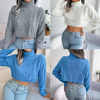 Twist Rollkragen Sexy Pullover Strickwaren frauen Winter Neue Lose Lange-sleeve Pullover Warme Kurze Pullover Casual Tops