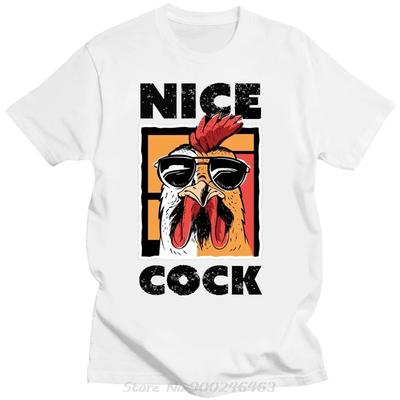 Men's Nice Cock Cool Chicken Cartoon Pattern Printed 100% Pure Cotton Short-sleeved T-shirt Streetwear Top