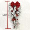 45/60cm Christmas Tree With Red Bow Christmas Ball For Front Door Window  Flocking Wreath Xmas Ornaments Christmas Decorations