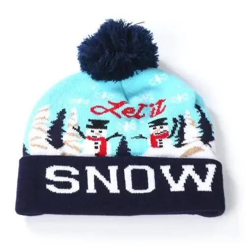 Christmas Hat With Led Light Christmas Light Up Sweater Knitted Beanie Xmas Hat for Adults Kids Christmas Decor Supplies