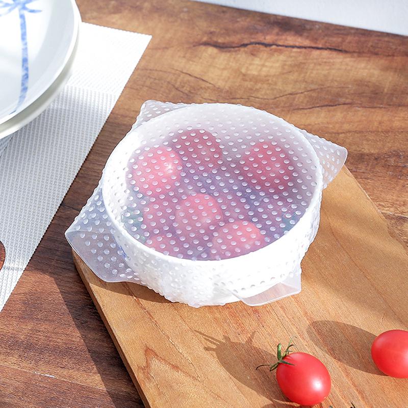 4 Pezzi Coperchi Estensibili in Silicone Riutilizzabili Coperchio per Ciotola Alimenti Avvolgimento Sottovuoto Sigillo Coperchio per Alimenti