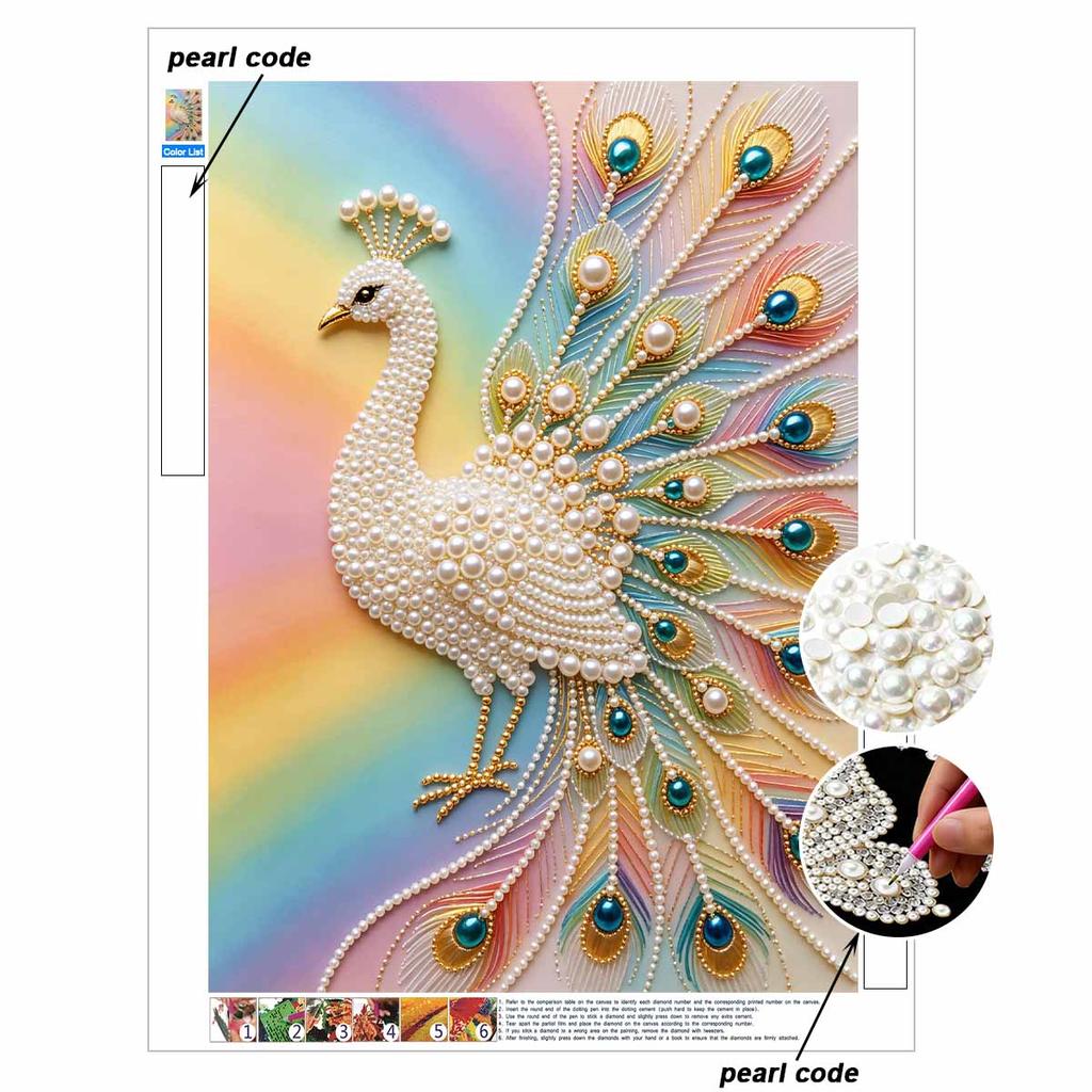 Pearl Art Painting Peacock Home Wall Decor Art Crafts Handmade DIY Adult/Beginner Gift Creative Home Decor Frameless Wall Decoration Art