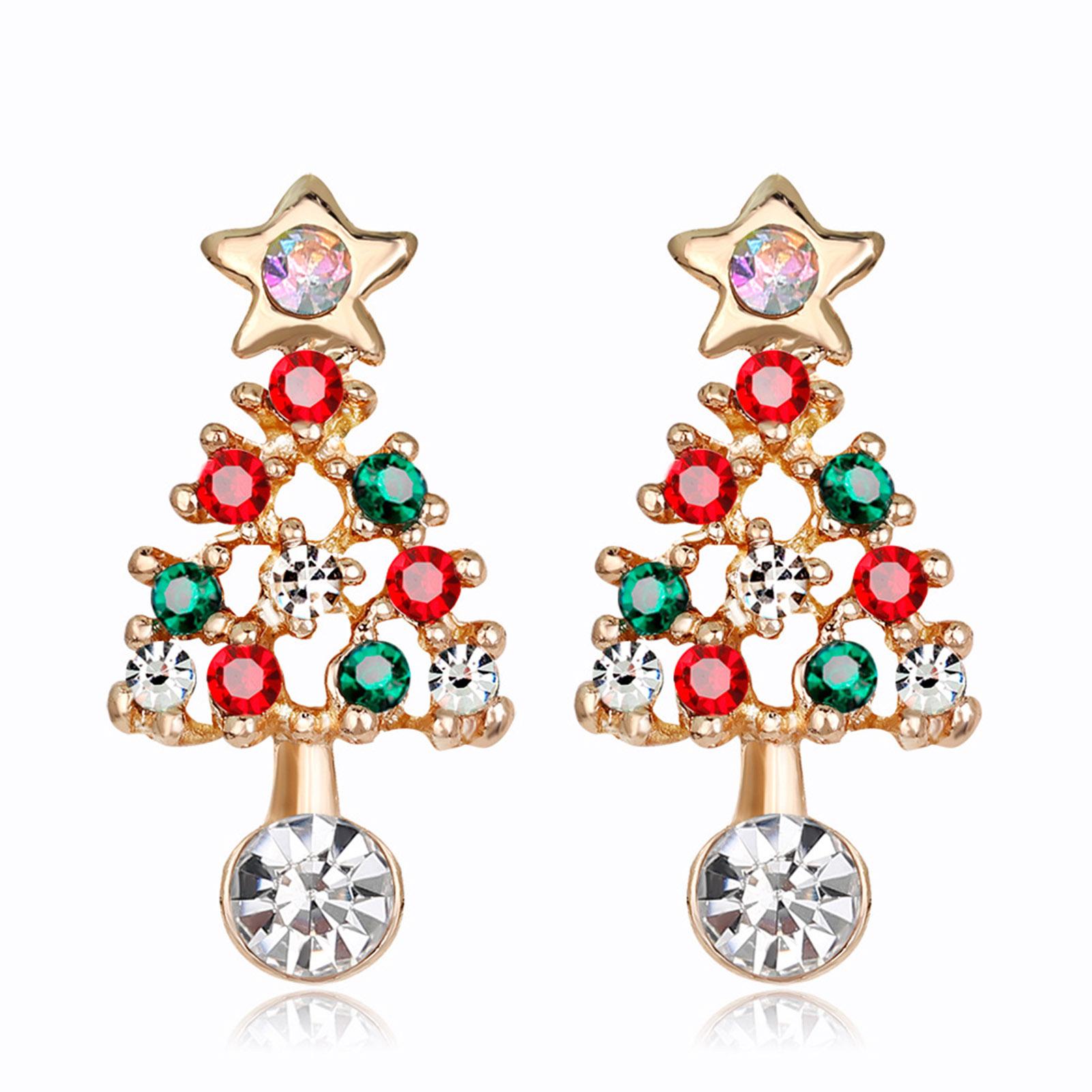 

Women s Christmas Ear Studs Creative Tree Shape Shiny Holiday Earrings for Holiday Party Christmas Gift Default