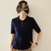 Women's Cable Knit Cashmere Short Sleeve Polo Sweater