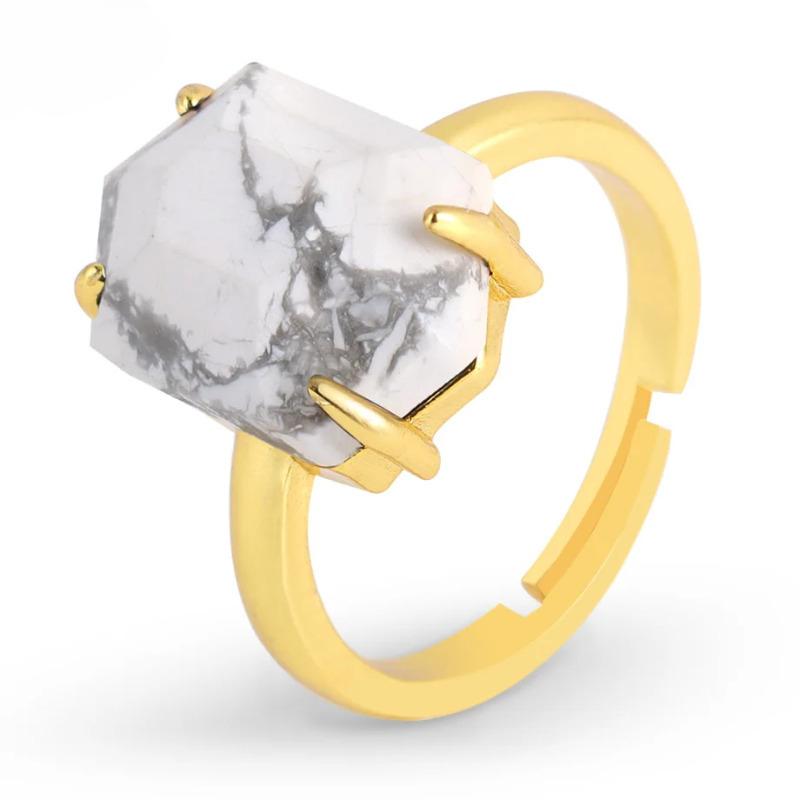 Natural Stone Ring for Men Faceted Crystal Healing Tiger Eye Amethysts Luxury Gold Color Ring Jewelry Accessorise H544
