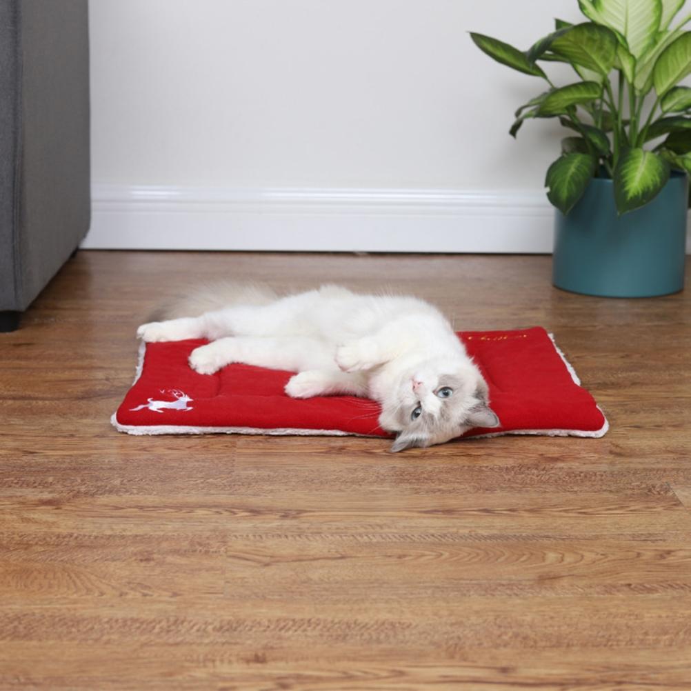 Christmas Theme Pet Cat Dog Bed Mat Pad Soft Warm Thick Kennel Cage Sofa Mat for Small Medium Large
