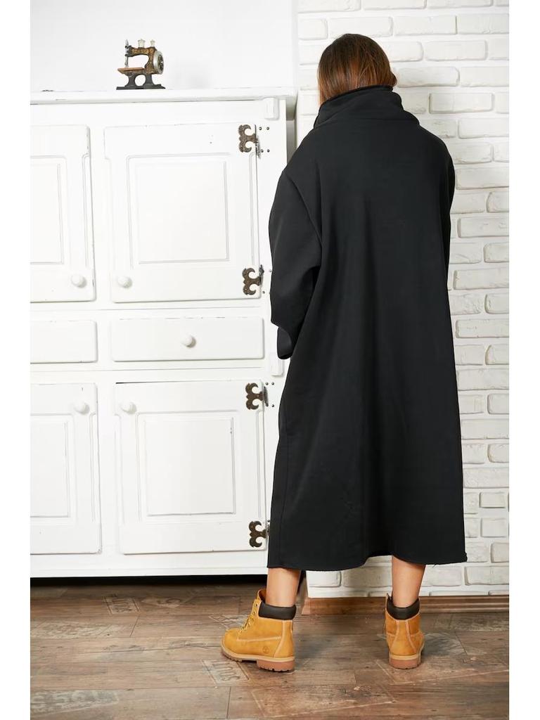 2024 Autumn/Winter Women's European & American Plus Size High Neck Solid Color Long Sweatshirt