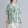 Plus Size Women's Casual Shirt, Floral Print Round Neck Lantern Sleeve Loose Top, Women's Office Casual Top