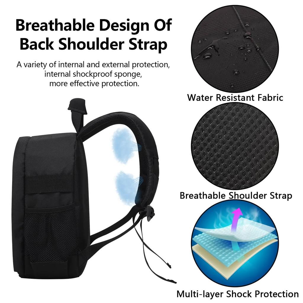 Mochila para Câmera DSLR Mirrorless, Bolsa Fotográfica com Compartimento para Laptop, Estojo de Viagem para Caminhada para Homens Mulheres