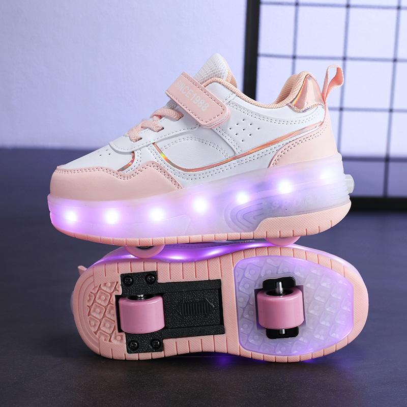 Kid's Luminous Sneaker Rubbing Shoes Children's Shoes Solid Milk Patch Charging Lamp Shoes Kids Glowing Sneakers